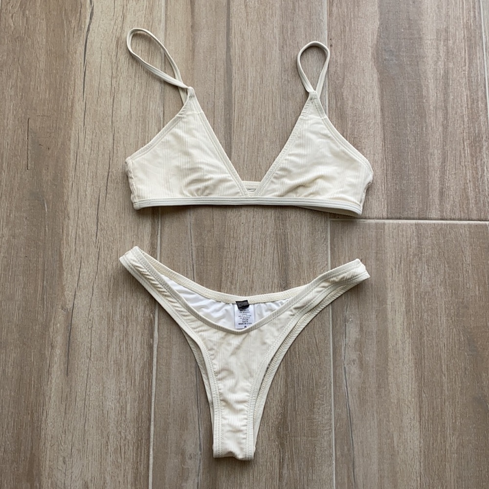 Dippin Daisy’s cream ribbed bikini